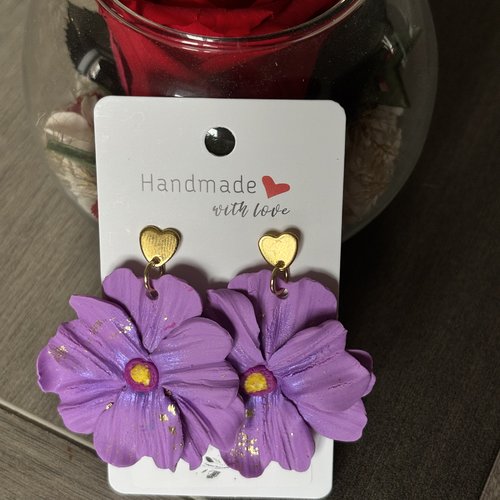 Boucles d’oreilles coquelicots lilas