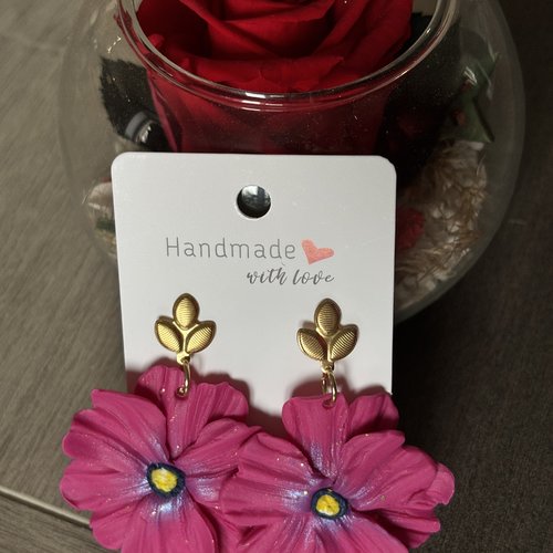 Boucles d’oreilles coquelicots fushia
