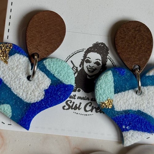 Boucles d’oreilles cœur océan