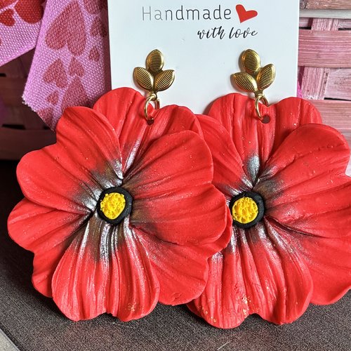Boucles d’oreilles coquelicot
