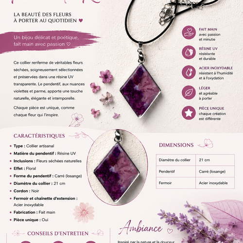 Collier fleurs séchées