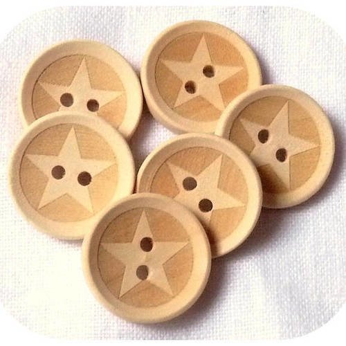 LOT 4 BOUTONS EN BOIS 23mm THÈME COUTURE SCRAPBOOKING
