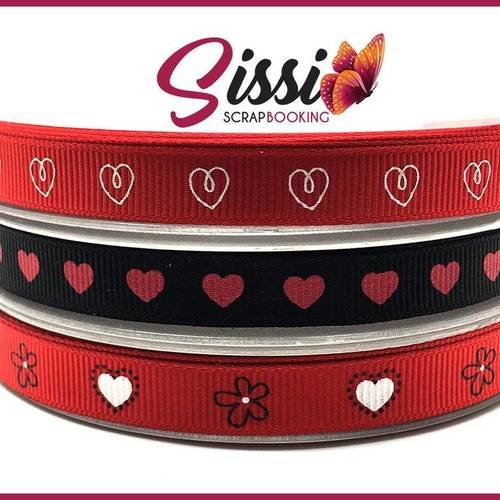 3 M Gros-Grain Ruban Rose Avec Coeurs 23 mm