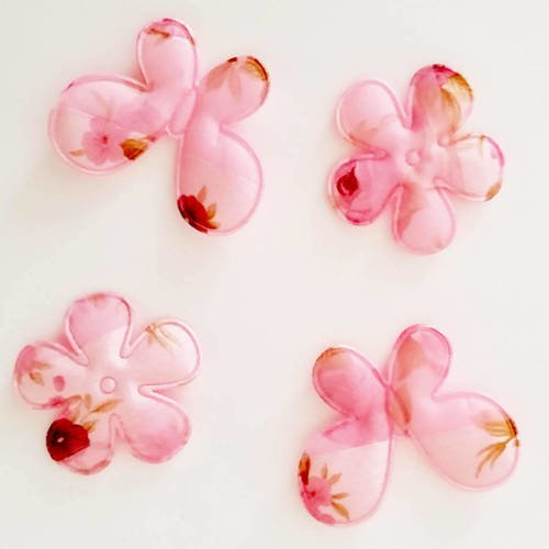LOT 6 APPLIQUES FLEUR FEUTRINE ROUGE SCRAPBOOKING COUTURE BARRETTE 6 TAILLES !!!