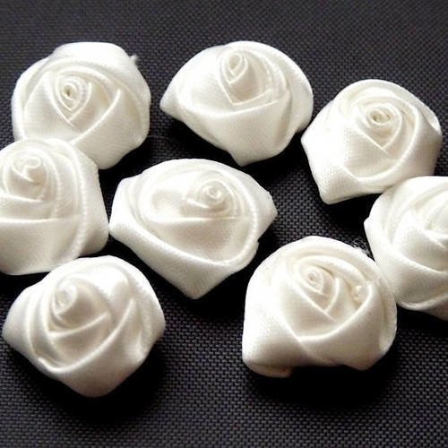 LOT 6 FLEUR EN ORGANZA NOIR PERLE ARGENTE SCRAPBOOKING BIJOUX APPRET DECORATION