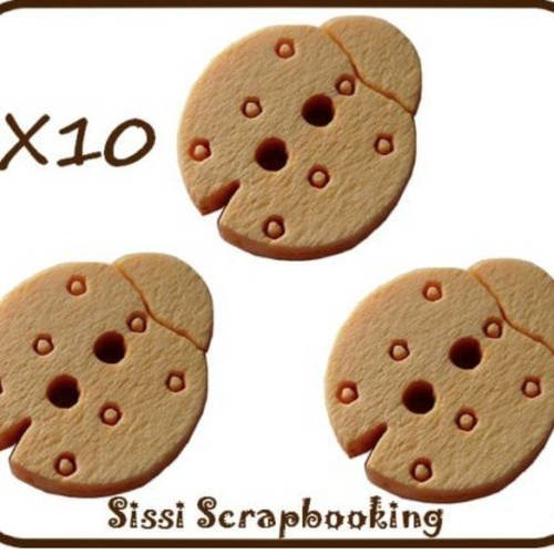 couture scrapbooking COCCINELLE 6 BOUTONS BOIS