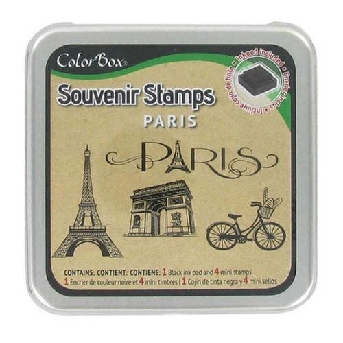 MAXI Kit scrapbooking Paris tampon bois tour eiffel 50 etiquettes tampon box 
