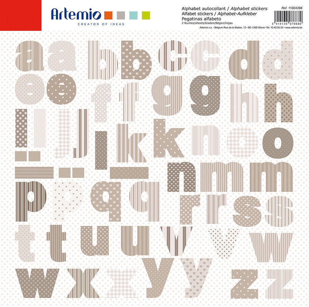 Maxi lot 2 planche stickers alphabet x2 collection charme vintage beige