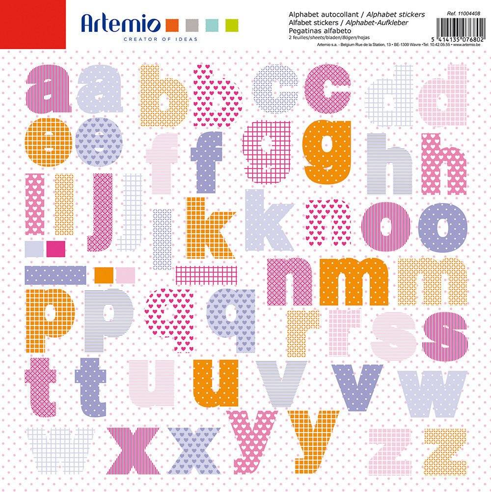 Maxi lot 2 planche stickers alphabet x2 collection girl mauve rose