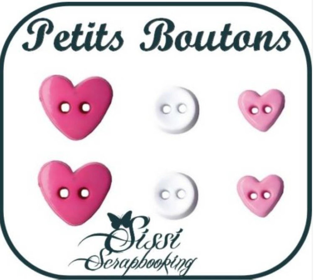 LOT 6  BOUTONS  COEUR ROSE COUTURE MERCERIE Scrapbooking 