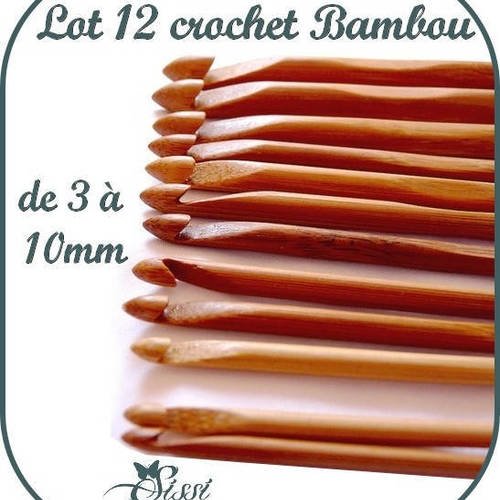 Lot 12 Tailles Crochet Bamboo Aiguille à tricoter 3.0-10mm