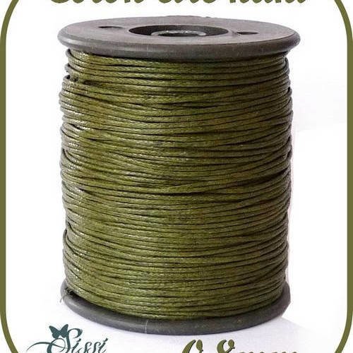 LOT 5 METRE DE FIL DE COTON CIRE VERT ANIS BIJOUX 1mm