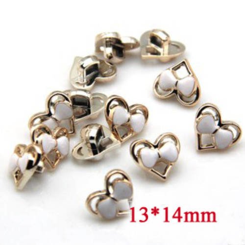 10 BOUTON FORME COEUR 12 x 13 mm paillette argent COUTURE GILET LAYETTE TRICOT