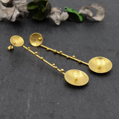Boucles d'oreilles pendantes rondes plaqué or