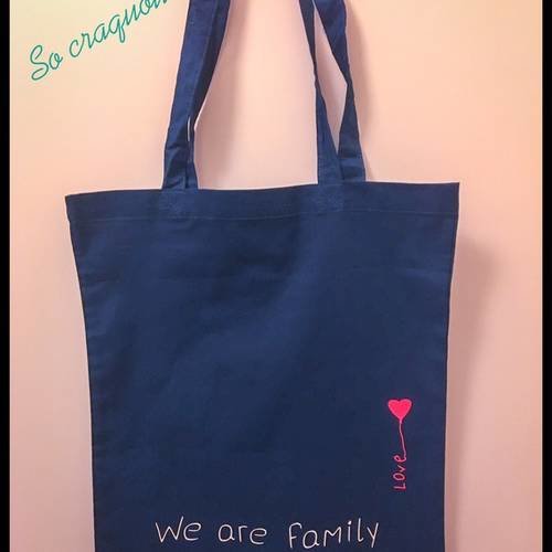 Tote bag bleu marine "we are family" 