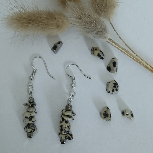Boucles d'oreilles en jaspe dalmatien
