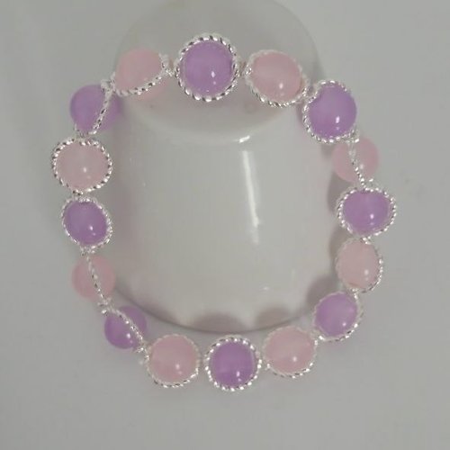 Bracelet en quartz rose et améthyste