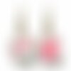 Boucles d'oreilles dormeuses illustrées avec cabochon en verre -le flamand rose-, parure, cadeau noel, saint valentin, bronze (ref.6) 