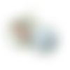 Boucles d’oreilles argentées, cabochon en verre, parure"la dolce vita", italie, voiture, lunettes de soleil, vichy, bleu, rose (ref.64a)