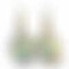 Boucles d’oreilles bronze, cabochon en verre, parure "le hibou", chouette, arbre, rayures, vert, bleu (ref.79)