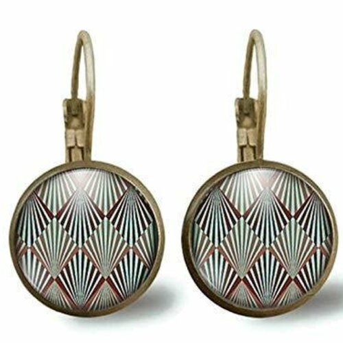 Boucles d'oreilles cabochon -diamants abstraits- femme cadeau de noel - saint valentin - cadeau d'anniversaire (ref.17)