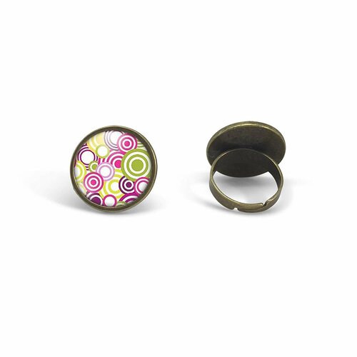 Bague cabochon - pois -les années 70- cadeau de noël femme - anniversaire femme - saint valentin - bronze (ref.3)