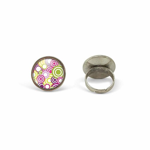 Bague cabochon - points -les années soixante-dix- cadeau de noël femme - anniversaire de femme - saint valentin - argent (ref.3a) fbm