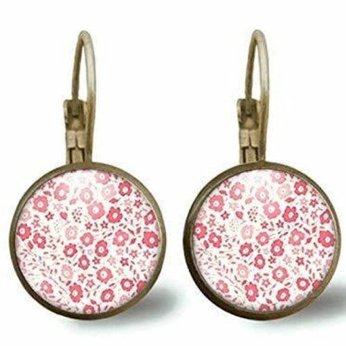 Boucles d'oreilles cabochon -liberté rose- cadeau de noël femme - saint valentin - cadeau d'anniversaire (ref.12)