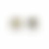 Bague cabochon - feuille -fleurs grises et jaunes- femme, cadeau de noël - anniversaire femme - saint valentin - argent (ref.23a) fbm
