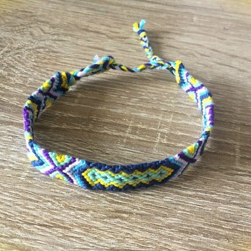 Bracelet brésilien motifs ethniques multicolore en coton