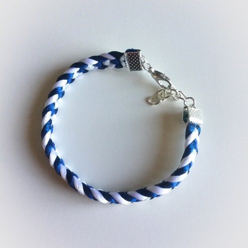 Bracelet bi matière bleu et blanc