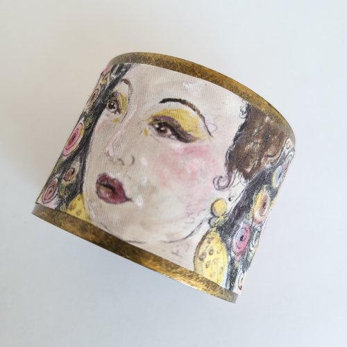 Bracelet manchette en soie peint main, bracelet femme, peinture soie, cadeau fait main