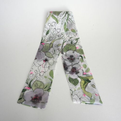 Bracelet ruban soie fleuri peint main, muguet des bois, ruban de soie cheveux, bracelet été plein de couleurs, cadeau pour elle