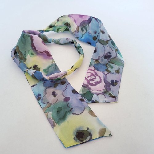 Bracelet en soie peint main fleuri