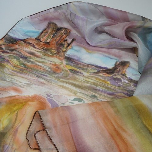Vendue écharpe en soie peinte à la main arizona