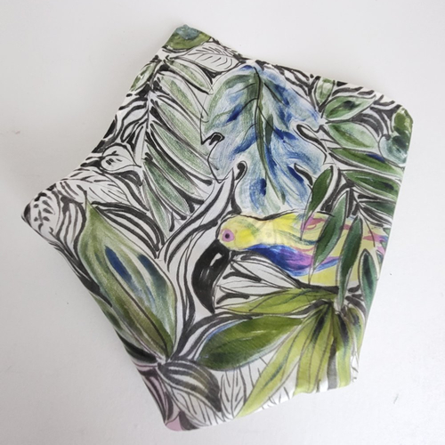 Pochette costume en soie peint main motif tropical, jungle tropical, bracelet en soie, cadeau pour femme, pochette pour veste