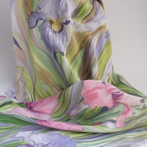 Vendue _ écharpe soie iris, jardin d'hiver