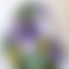 Foulard soie peint main fleurie, foulard soie violet et vert, foulard fleur iris, cadeau femme