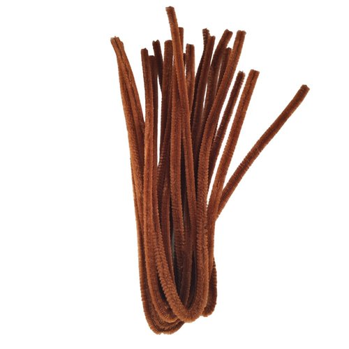 Fils chenille brun moyen, ø 8 mm, longueur 50 cm, 30 pièces, cure-pipes pour loisirs créatifs, écoles