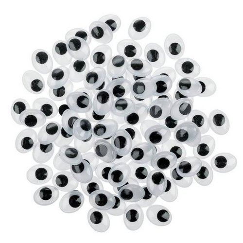 Gros lot de 90 yeux ovales 10x8mm, à pupille mobile, en plastique, 45 paires à coller