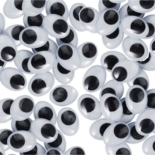 Gros lot 30 paires yeux ovales 15x10mm, 60 yeux à pupille mobile, en plastique, à coller