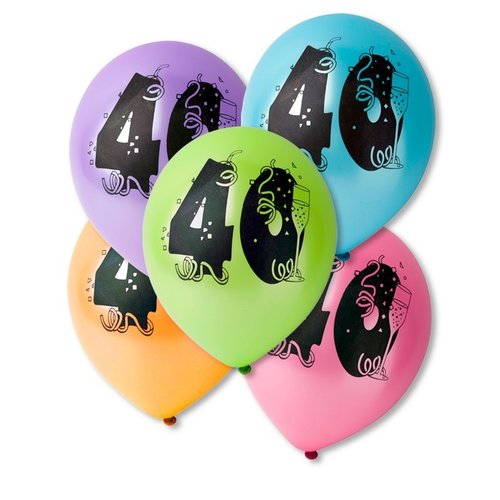 Gros lot 30 ballons métallisés 40 ans anniversaire, diam. 28 cm, coloris aléatoires