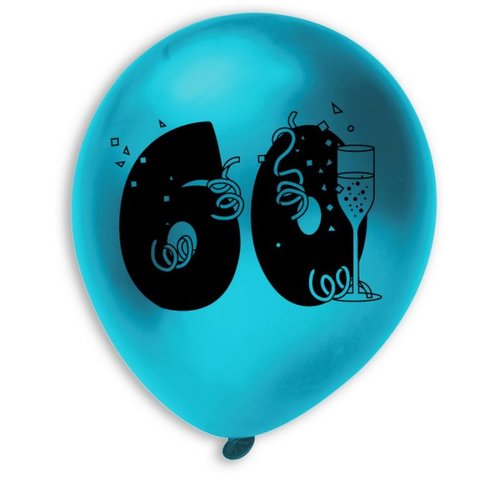 Gros lot 30 ballons métallisés, 60 ans anniversaire, diam. 28 cm, coloris aléatoires