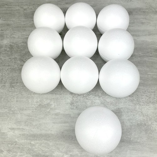 Lot de 10 boules pleines en polystyrène, diam. 8 cm, sphères styropor blanc densité professionnelle