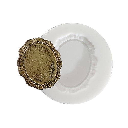 Moule en silicone, camée, broche de 5 cm, diam. 7 cm, extra flexible pour pâte fimo polymère, plâtre, résine, porcelaine froide