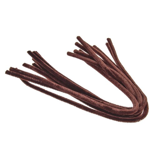 Fils chenille brun , ø 8 mm, longueur 50 cm, 30 pièces, cure-pipes pour loisirs créatifs, écoles