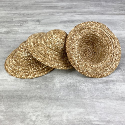 Lot de 3 chapeaux décoratifs en paille, ø extérieur 13.5 cm, naturel clair