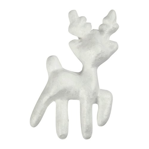 Renne en polystyrène dim. 11 cm, déco sapin de noël cerf faon