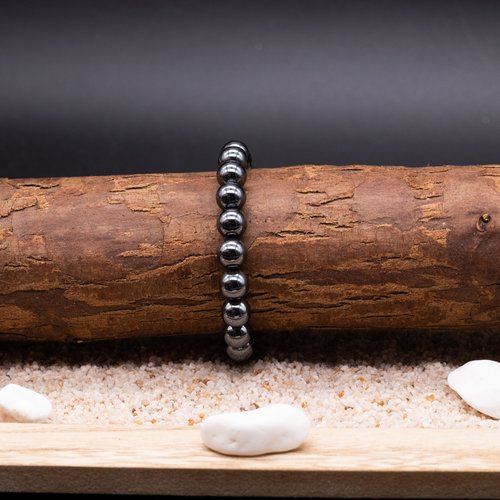 Bracelet perle 8 mm, pierres hématite