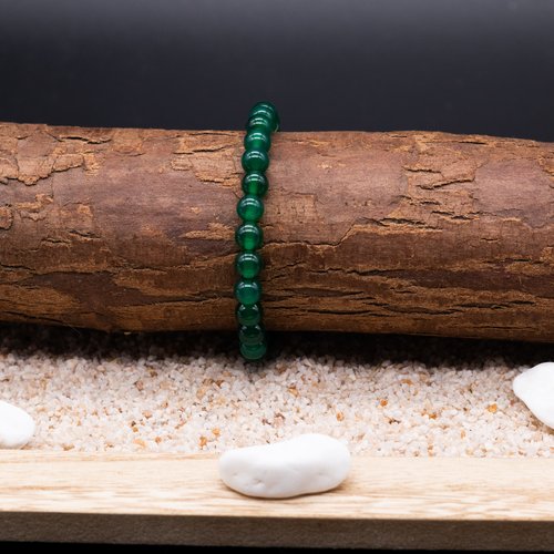 Bracelet perle 8 mm, pierres agate verte